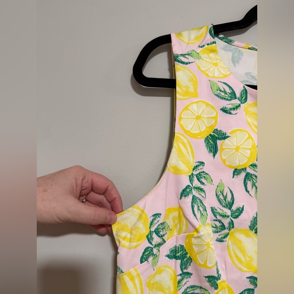Cynthia Rowley Pink Lemon Print Shift Dress Size 12 NWT Resort Garden Party - Picture 3 of 7